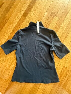 NWT Susana Monaco Black Short-Sleeve Mock Neck Top - XL
